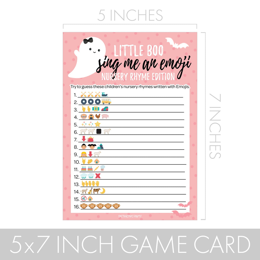 Little Boo: Pink - Juego de baby shower - Cántame un partido de embarazo de emoji y animal - Paquete de dos juegos - 20 tarjetas de doble cara