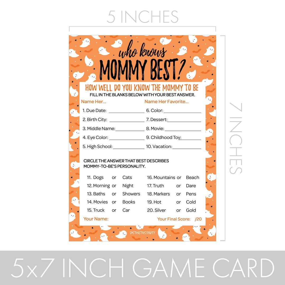 Little Boo: Orange - Baby Shower Game  - Word Search and Who Knows Mommy Best - Two Game Bundle - 20 Dual Sided Cards