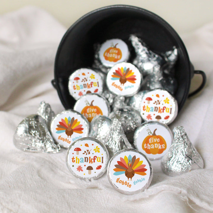 Kid's Thanksgiving Stickers - Fits on Hershey's Kisses - 180 Pack