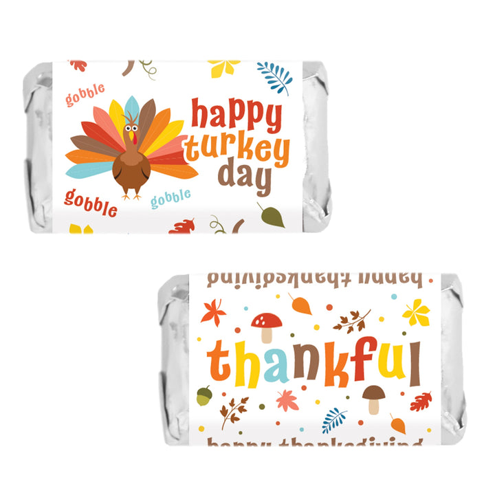 Kid's Thanksgiving Stickers - Hershey's Miniatures Candy Bar Wrappers - 45 Pack