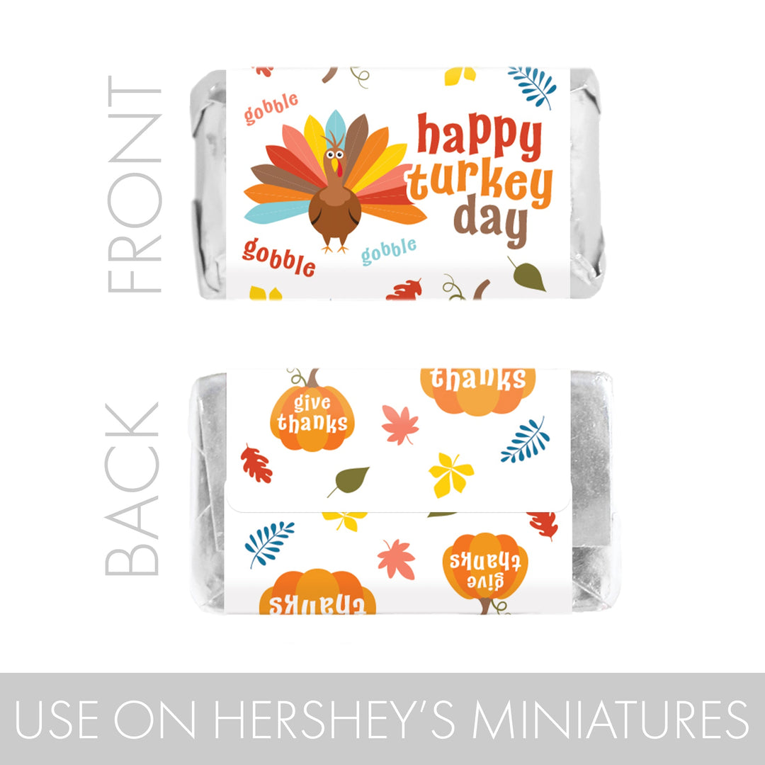 Kid's Thanksgiving Stickers - Hershey's Miniatures Candy Bar Wrappers - 45 Pack