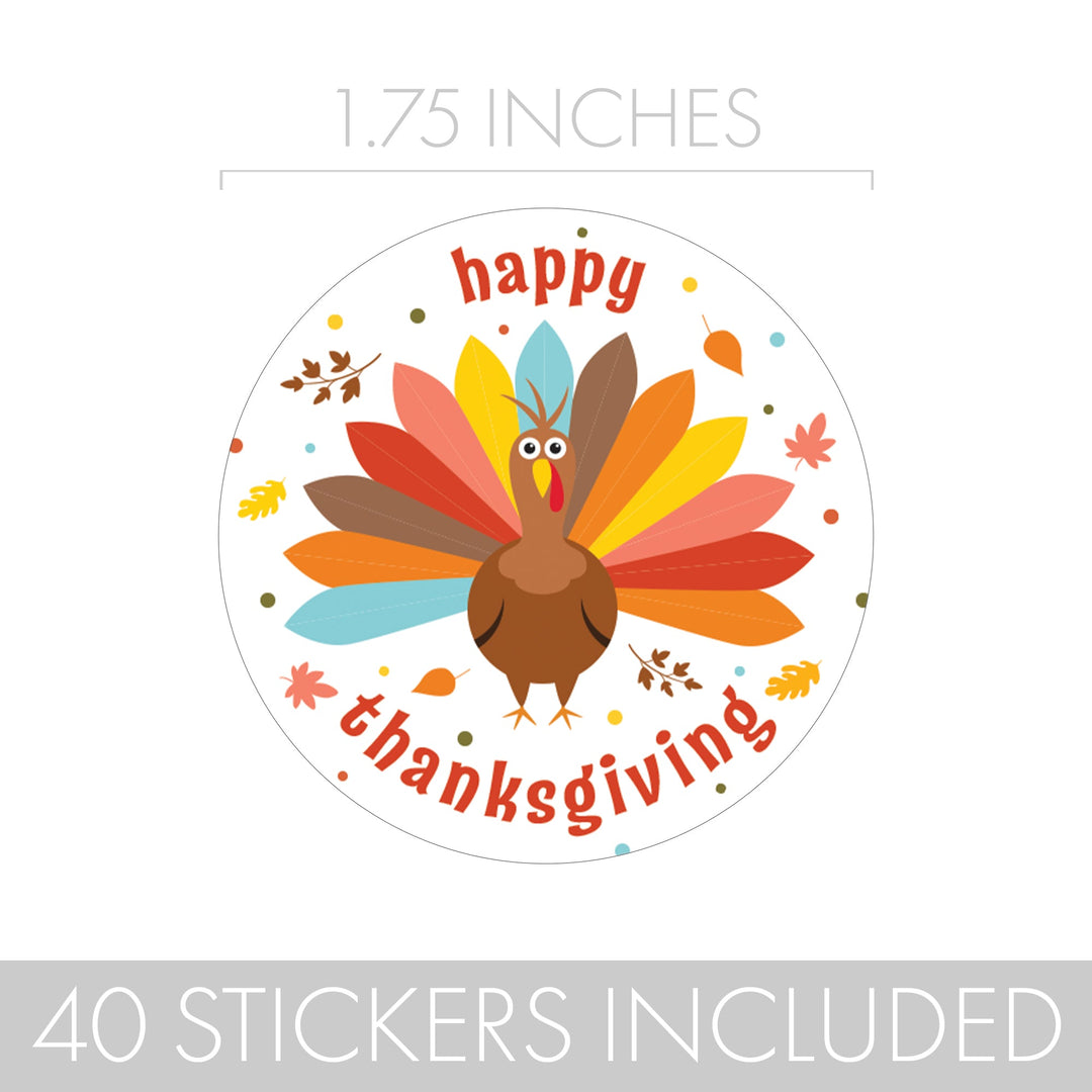 Kid's Thanksgiving Circle Label Stickers - 40 Pack