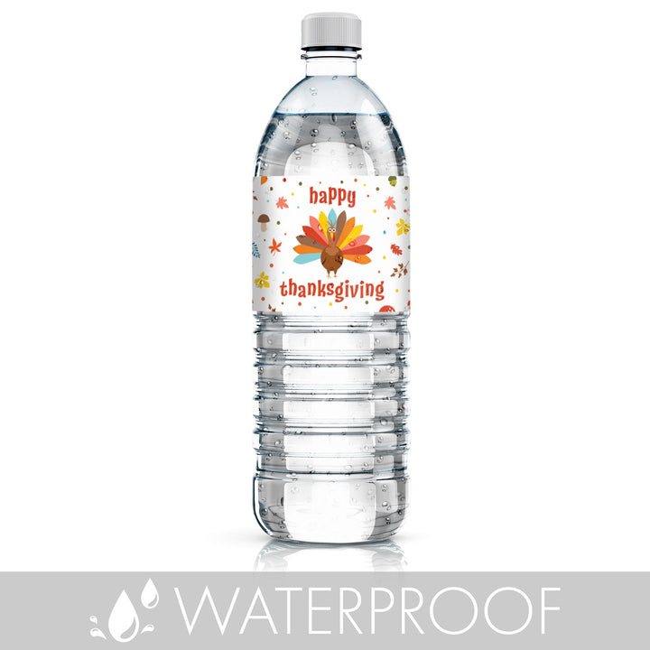 Kid's Thanksgiving Water Bottle Label Stickers - Waterproof - 24 Pack