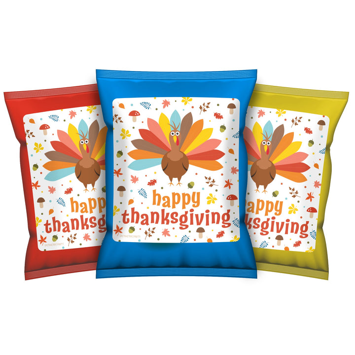Kid's Thanksgiving Chip Bag and Snack Bag Stickers - 32 Pack