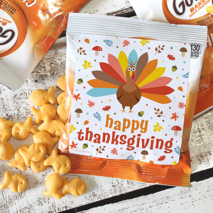 Kid's Thanksgiving Chip Bag and Snack Bag Stickers - 32 Pack