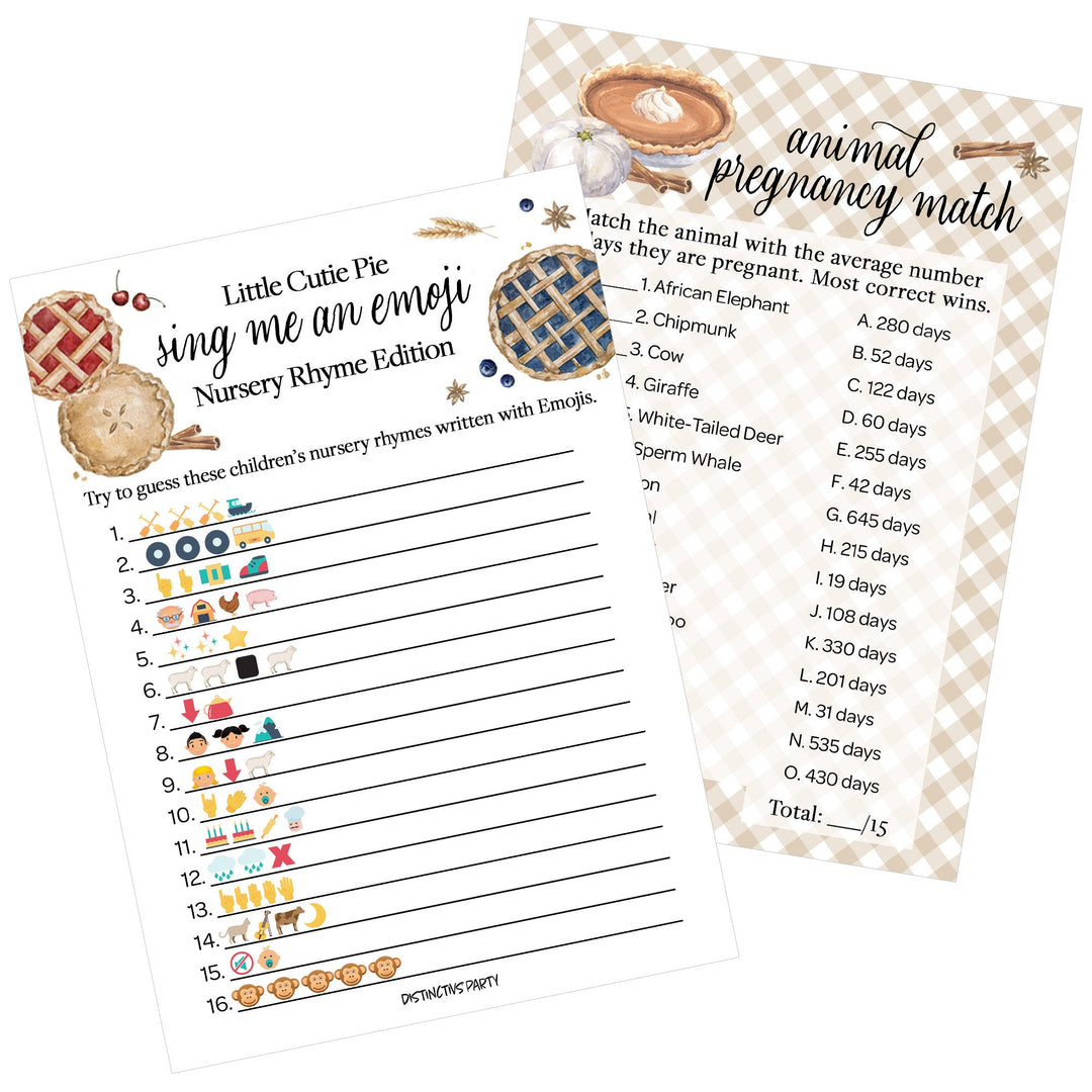 Cutie Pie - Baby Shower - Sing Me and Emoji & Animal Match Game -  Baby Shower Game - Two Game Bundle - 20 Dual Sided Cards