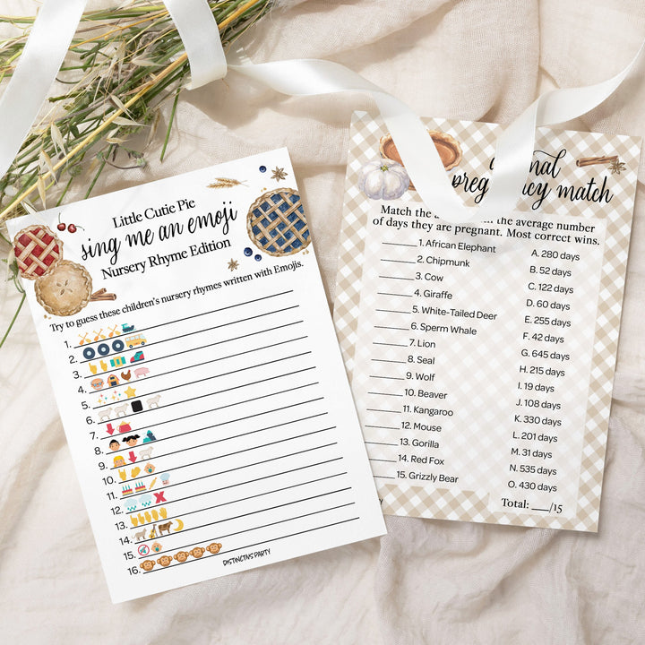 Cutie Pie - Baby Shower - Sing Me and Emoji &amp; Animal Match Game - Juego de Baby Shower - Paquete de dos juegos - 20 tarjetas de doble cara