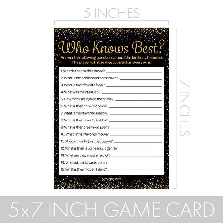 Born in The 1950s Black & Gold - Adult Birthday - Party Game Bundle - 3 Games for 20 Guests