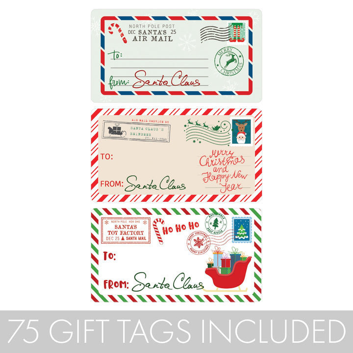 Etiquetas adhesivas de regalo de Navidad: Postales clásicas de Papá Noel - 75 pegatinas
