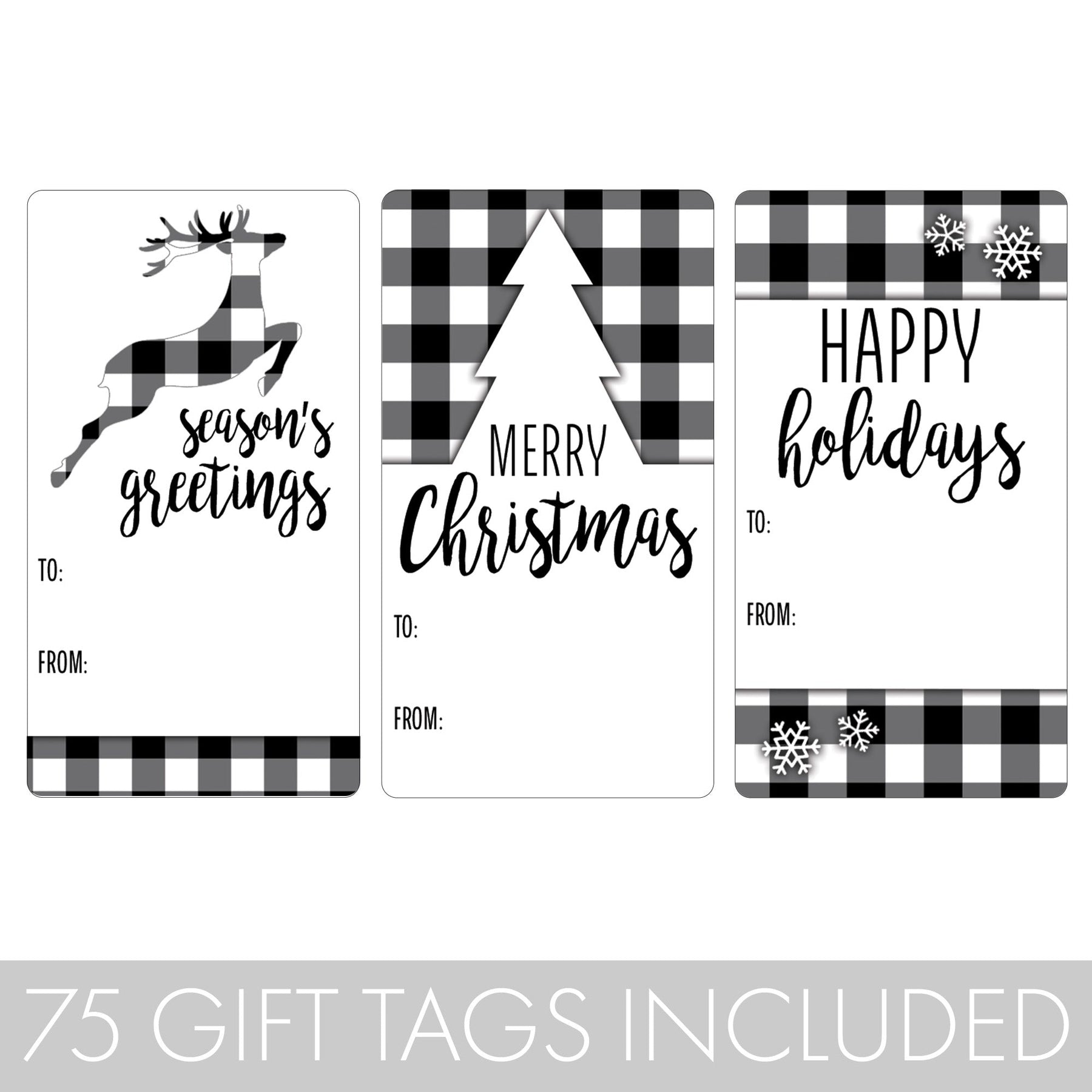 Printable Black & White Christmas Stickers Bundle