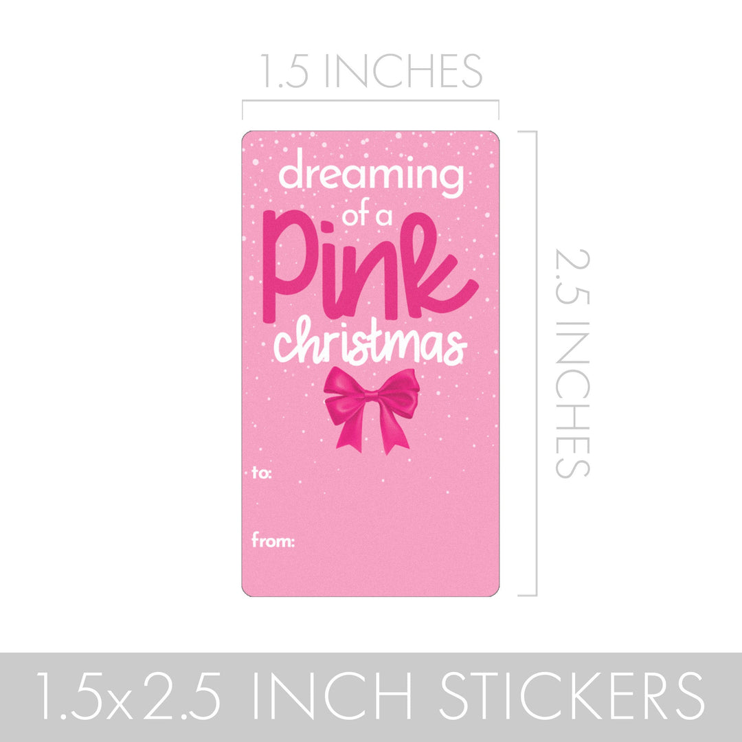 Christmas Gift Tag Stickers: Whimsical Hot Pink Christmas - 75 Stickers