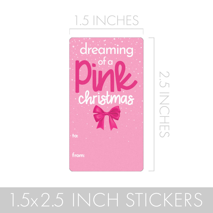 Christmas Gift Tag Stickers: Whimsical Hot Pink Christmas - 75 Stickers