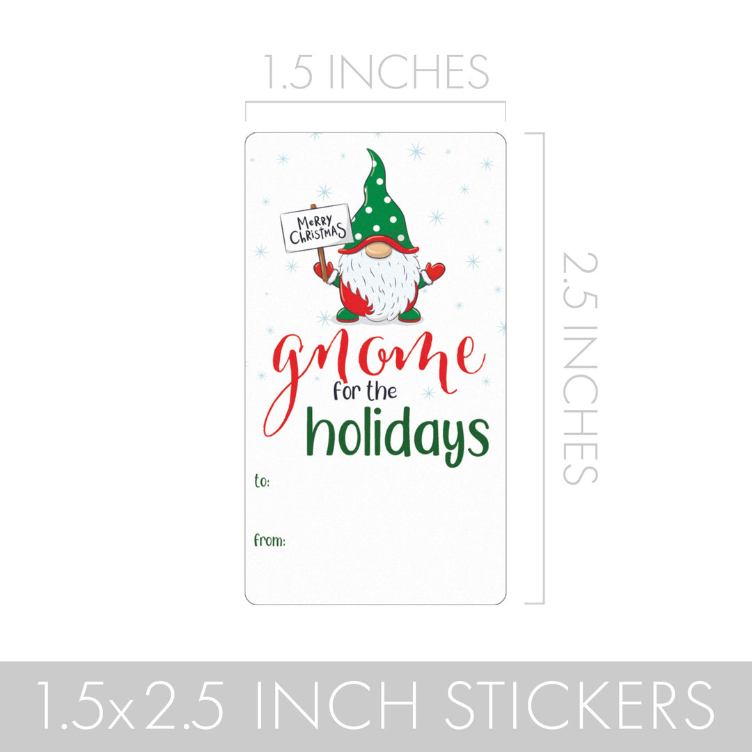 Christmas Gift Tag Stickers: Whimsical Red & Green Gnomes - 75 Stickers