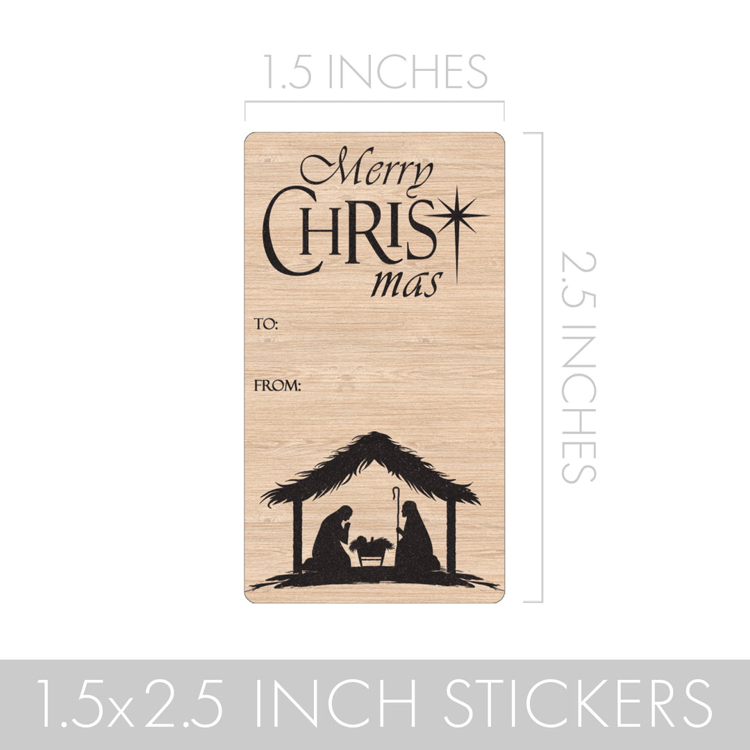 Christmas Gift Tag Stickers: Christian Nativity Silhouette - 75 Stickers