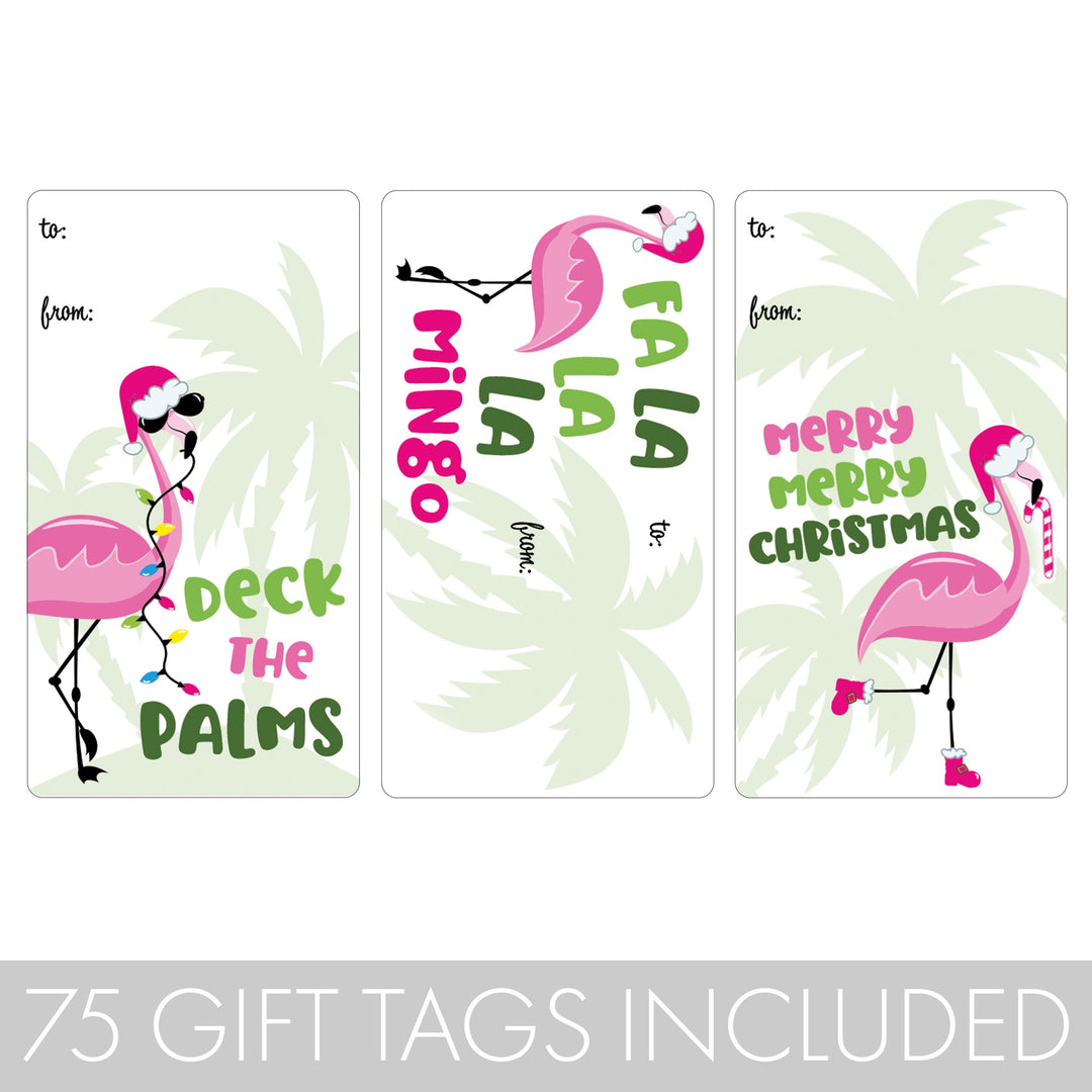 Etiquetas adhesivas de regalo de Navidad: Fabulosos flamencos playeros - 75 pegatinas