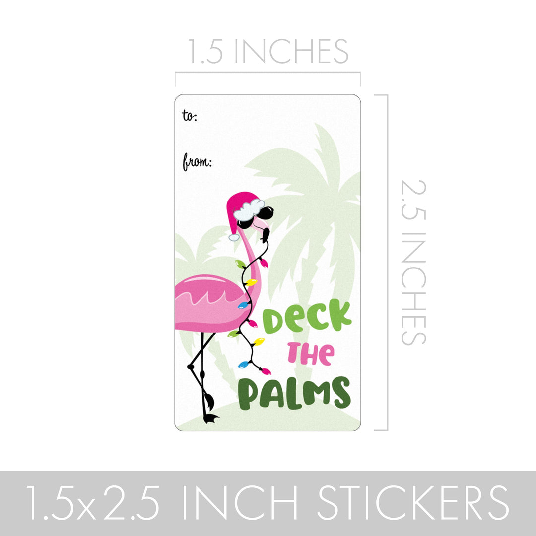 Christmas Gift Tag Stickers: Beachy Fabulous Flamingos - 75 Stickers