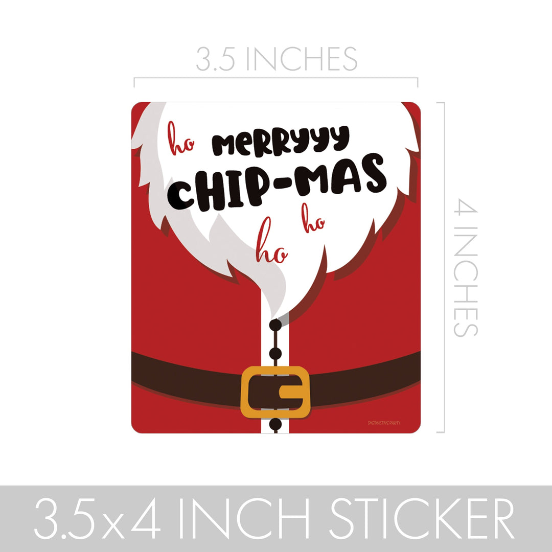 Santa "Merry Chip-mas" - Fiesta de Navidad - Pegatinas para bolsas de patatas fritas y bolsas de refrigerios - 32 pegatinas