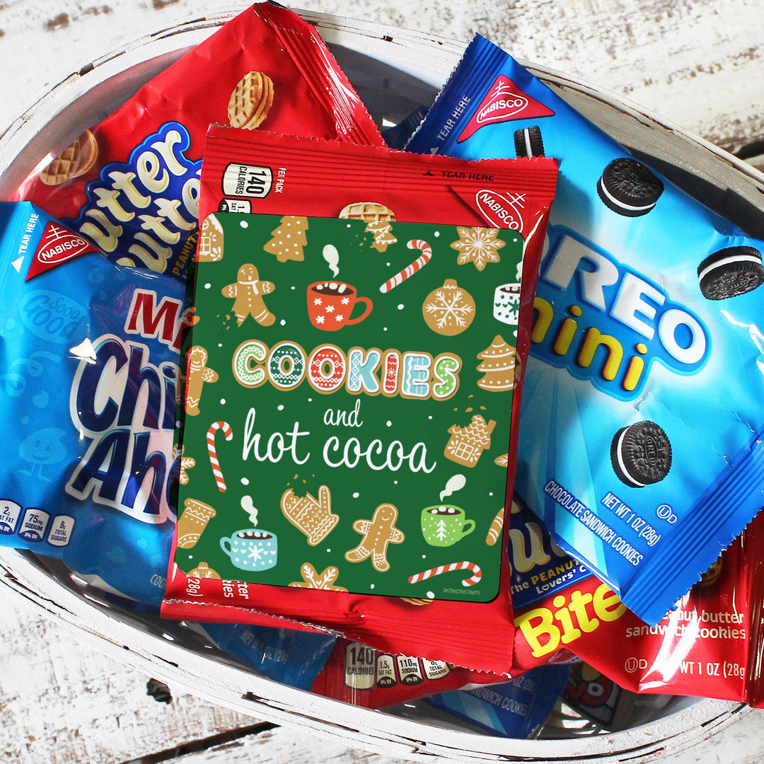 Cookies & Hot Cocoa - Christmas Party - Chip Bag and Snack Bag Stickers - 32 Stickers