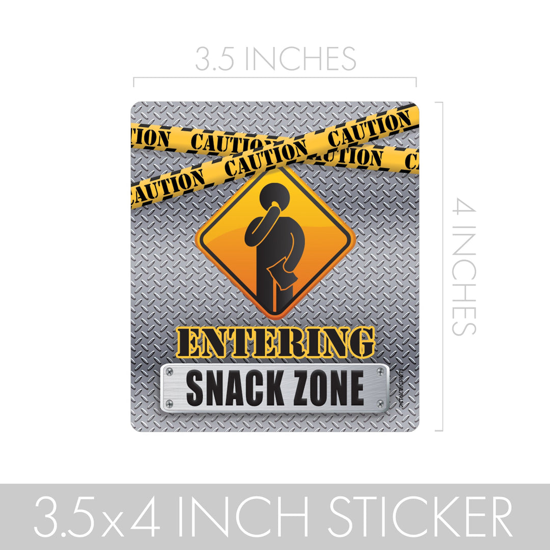 Under Construction: Kid's Birthday - Chip Bag and Snack Bag Stickers - 32 Pack