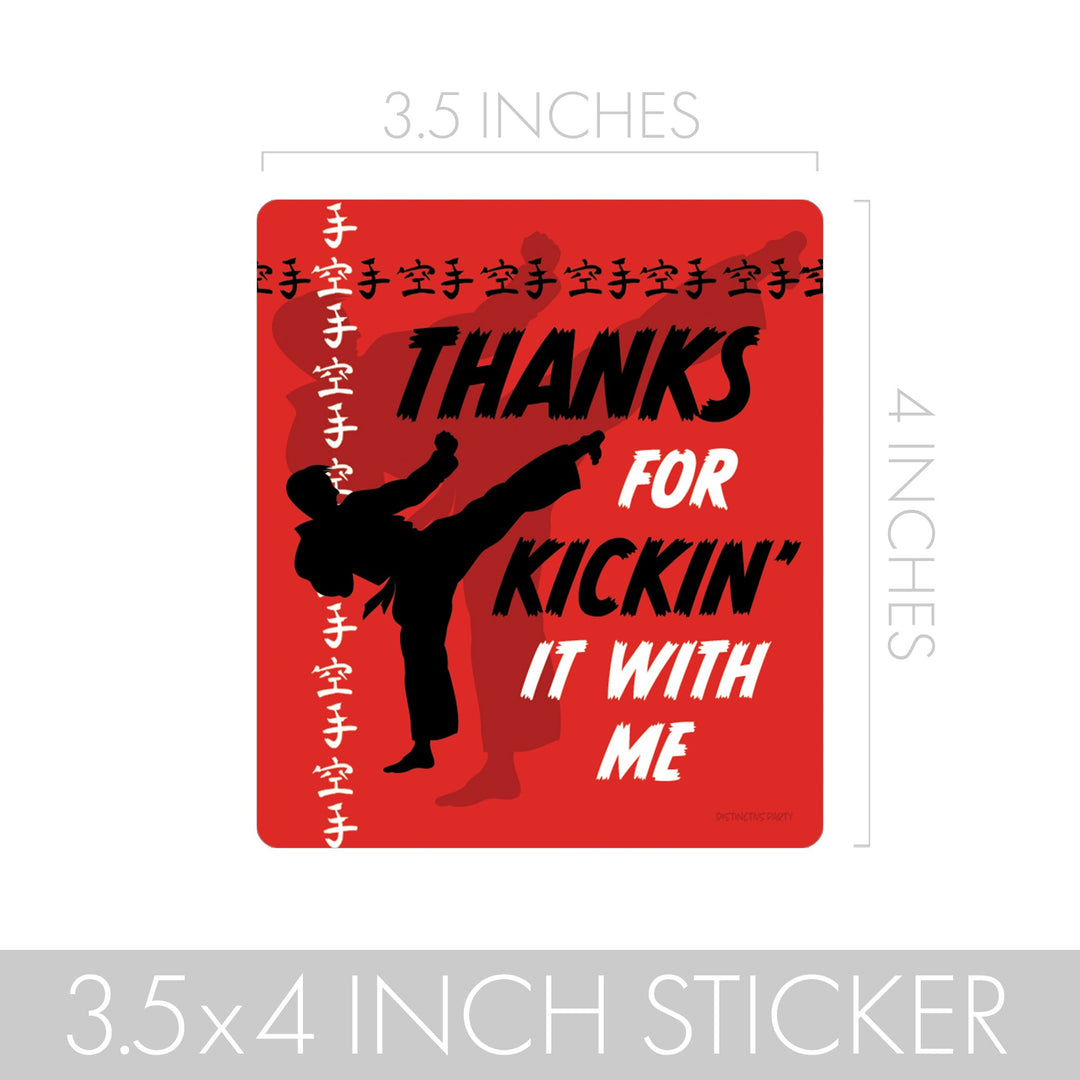 Jump, Kick, Block: Karate -  Kid's Birthday  - Chip Bag and Snack Bag Stickers - 32 Pack