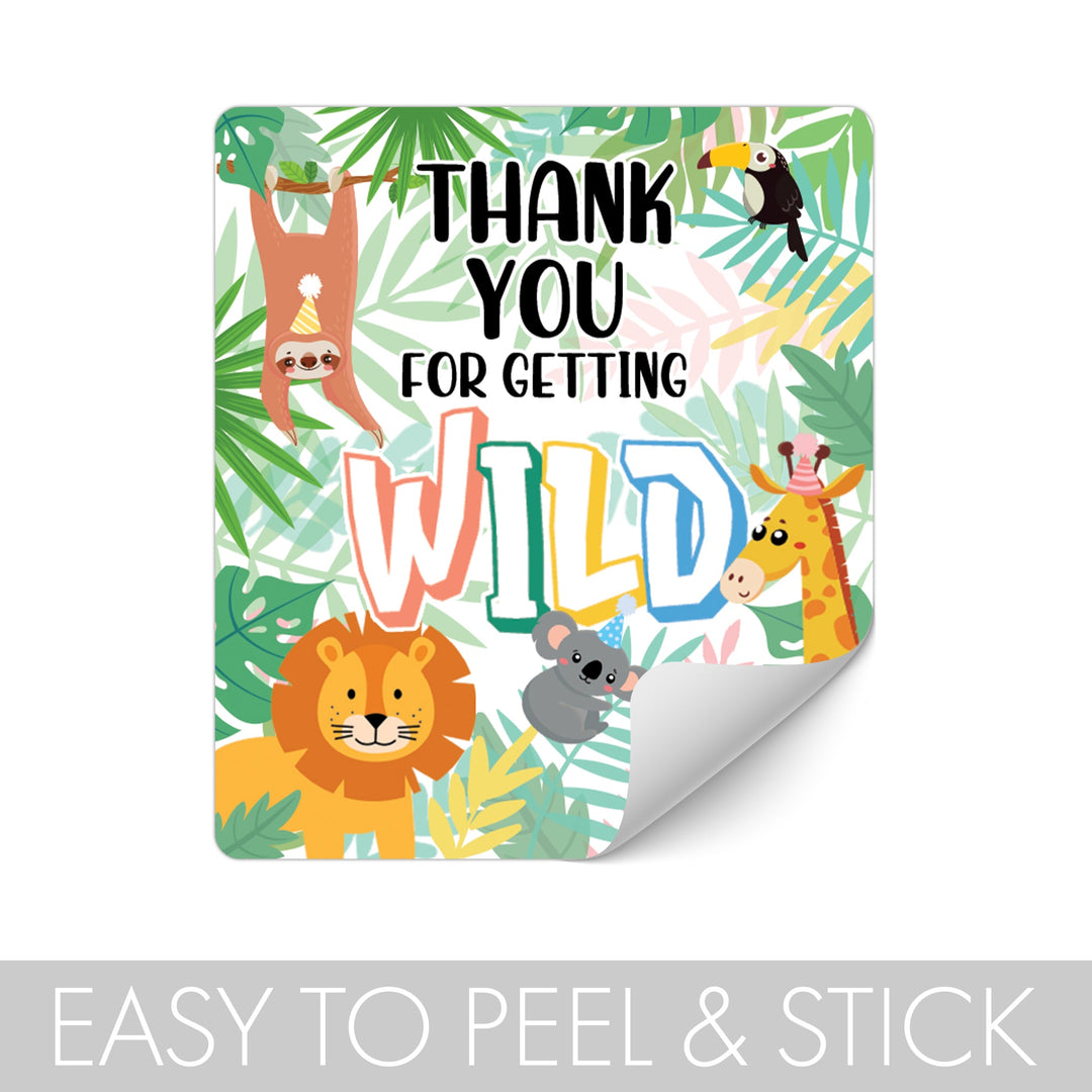 Wild Jungle: Kid's Birthday - Chip Bag and Snack Bag Stickers - 32 Pack