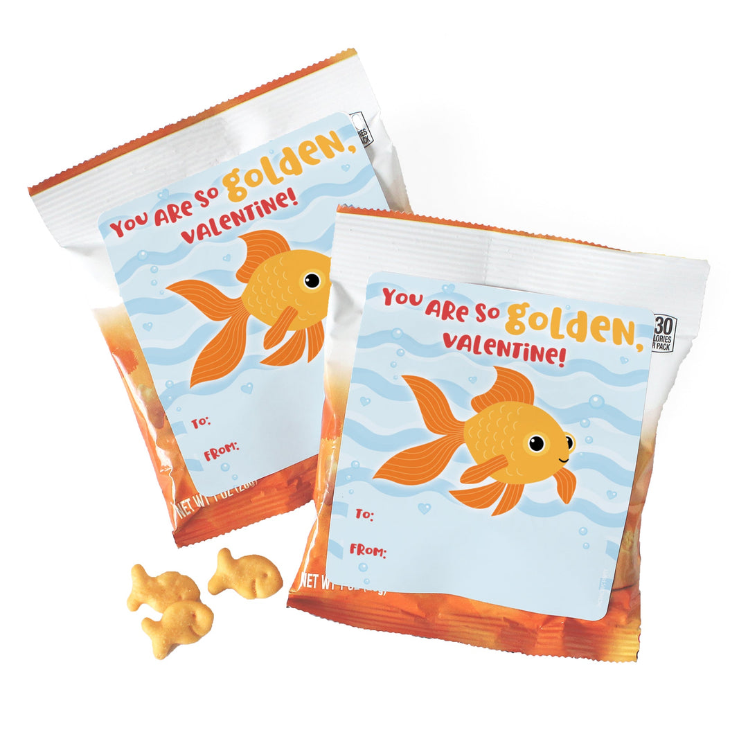 Valentine's Day Treat Stickers: You Are So Golden - Snack Bag Stickers: Two Sizes - 32 Stickers