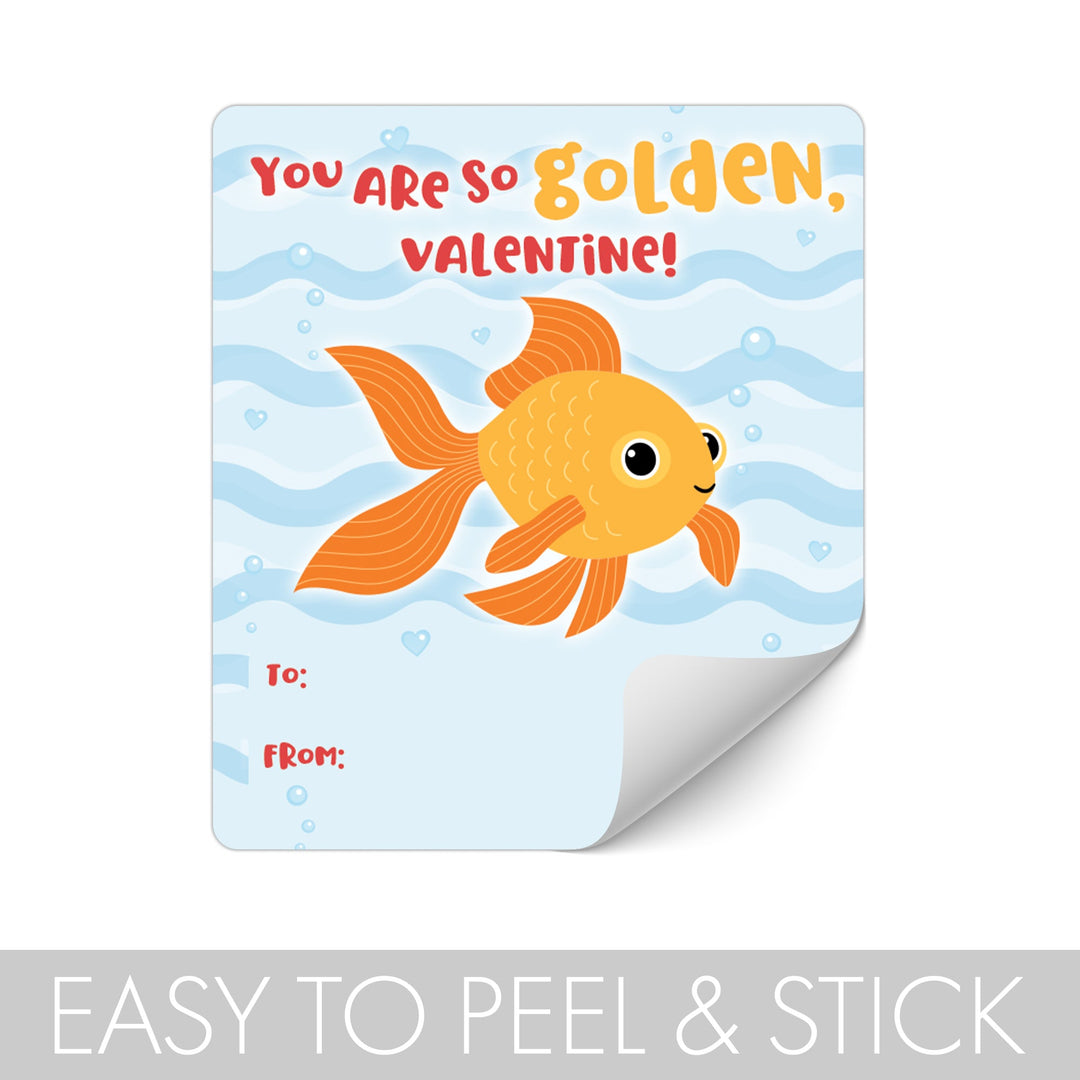 Valentine's Day Treat Stickers: You Are So Golden - Snack Bag Stickers: Two Sizes - 32 Stickers