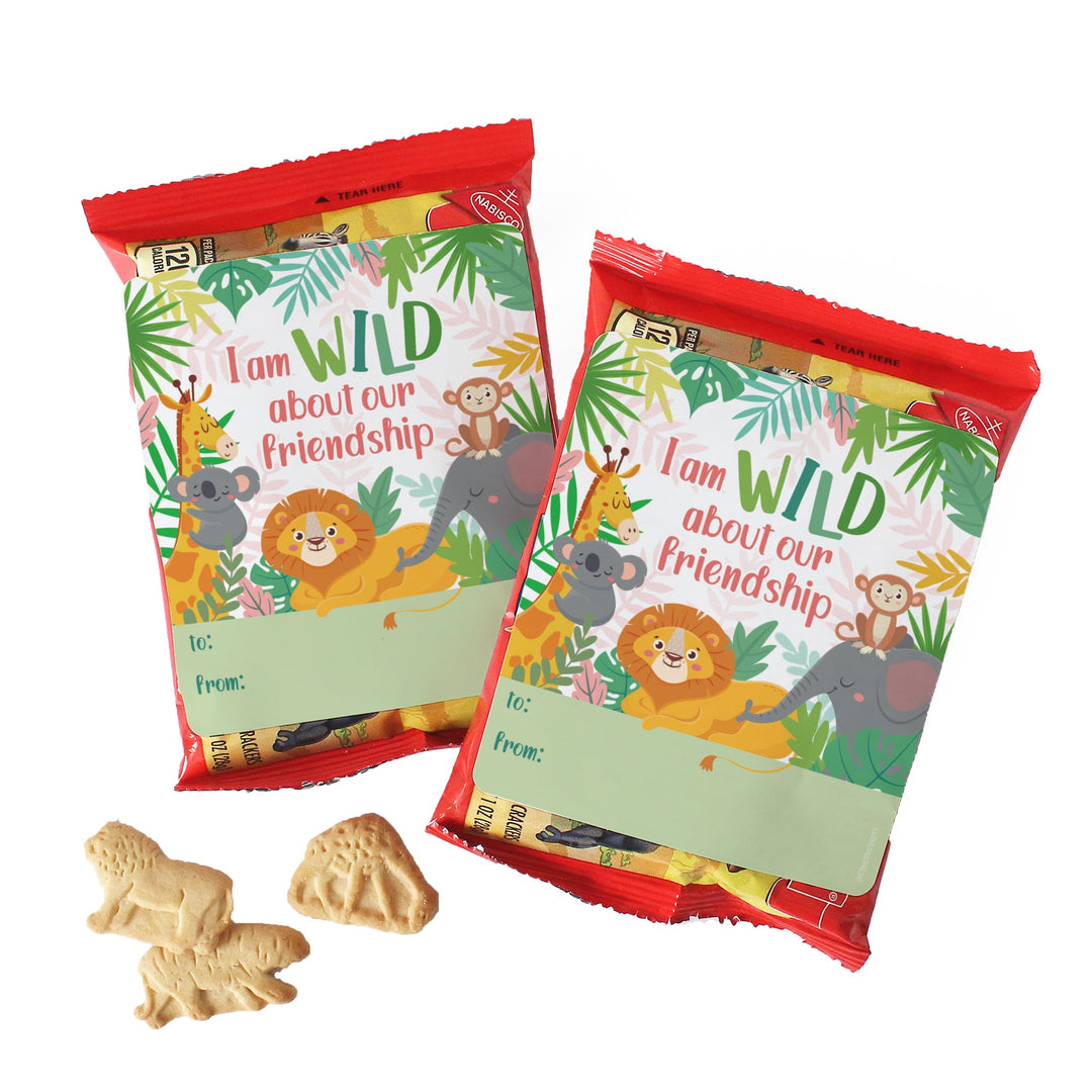 Valentine's Day Treat Stickers: Wild About Our Friendship: Valentine's Day - Snack Bag Stickers: Two Sizes - 32 Stickers