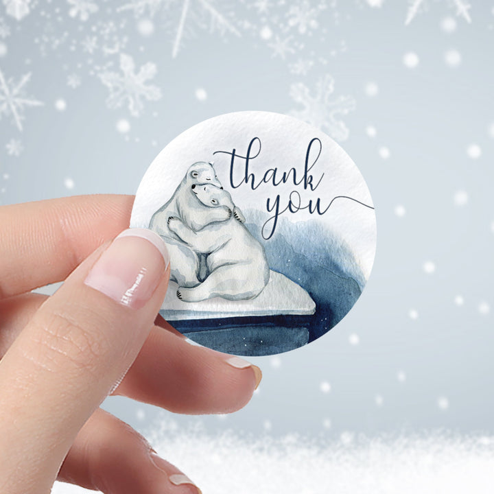 Polar Bear We Can Bearly Wait: Winter Baby Shower - Thank You Favor Stickers - 40 Stickers