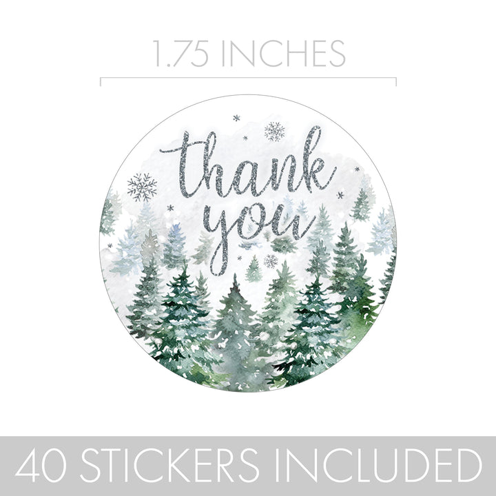 Baby It's Cold Outside Evergreen: Winter Baby Shower - Round Favor Stickers - 40 Stickers