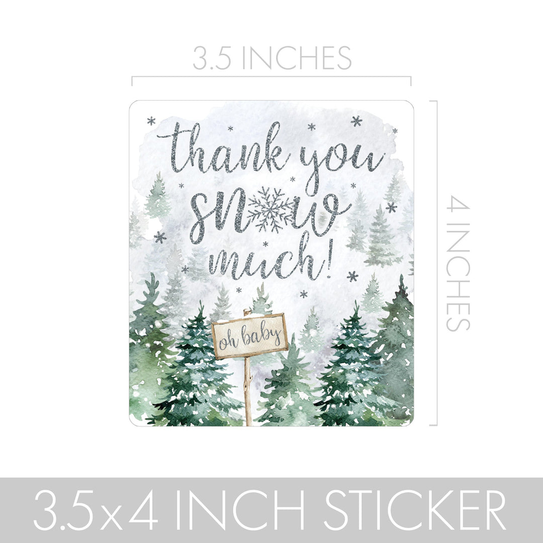 Baby It's Cold Outside Evergreen: Winter Baby Shower - Popcorn Chip Bag and Snack Bag Stickers - 32 Pack