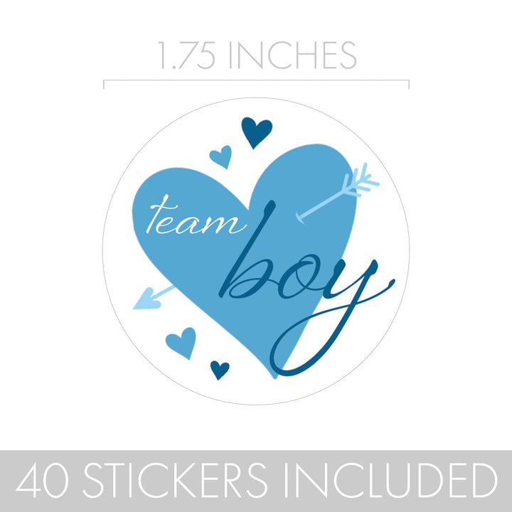 Valentine's Day Gender Reveal Stickers: Blue & Pink Hearts - Team He or Team She Stickers - 40 Stickers