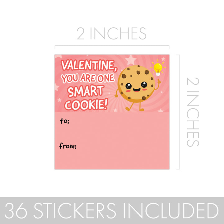 Valentine's Day Treat Stickers: Smart Cookie: Snack and Cookie Bag Stickers: Two Sizes - 32 Stickers