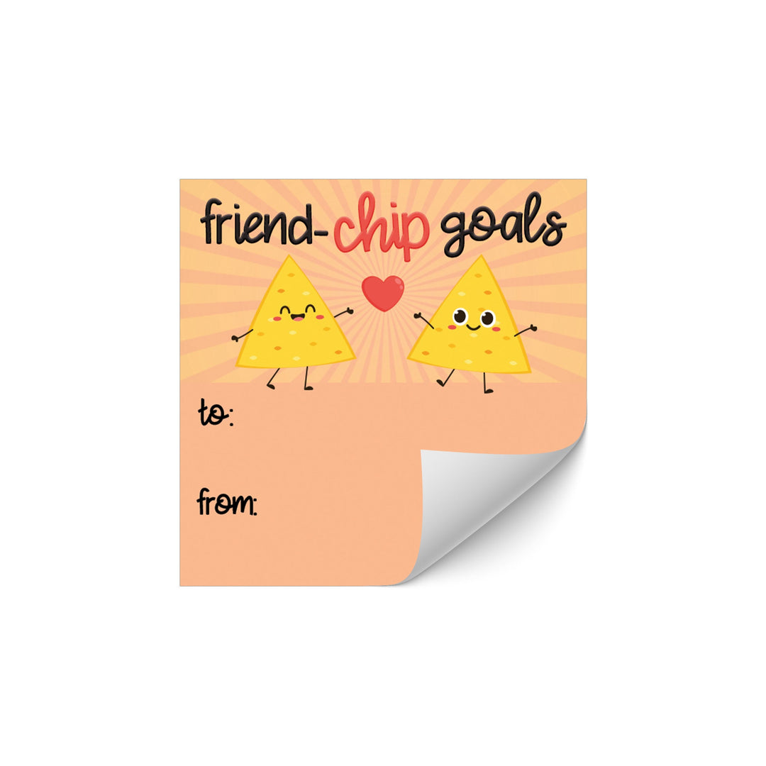 Valentine's Day Treat Stickers: Friend-Chip Goals - Chip Bag Stickers: Two Sizes - 32 Stickers