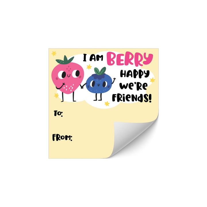 Pegatinas de regalo para el día de San Valentín: Berry Happy We Are Friends - Pegatinas para bolsas de refrigerios - 32 pegatinas