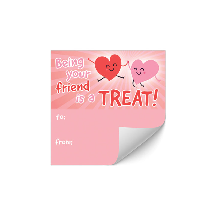 Pegatinas de regalo del día de San Valentín: Ser tu amigo es un regalo - Pegatinas para bolsas de refrigerios - 32 pegatinas