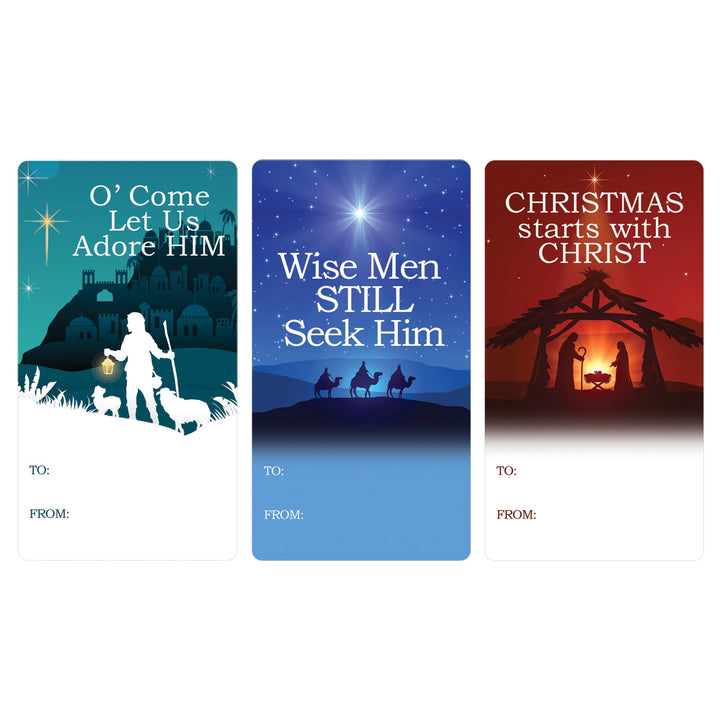 Etiquetas adhesivas de regalo de Navidad: Fe cristiana religiosa - 75 pegatinas