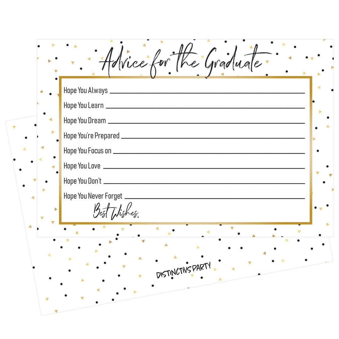 Black and Gold Graduation Advice Cards - 25 Count
