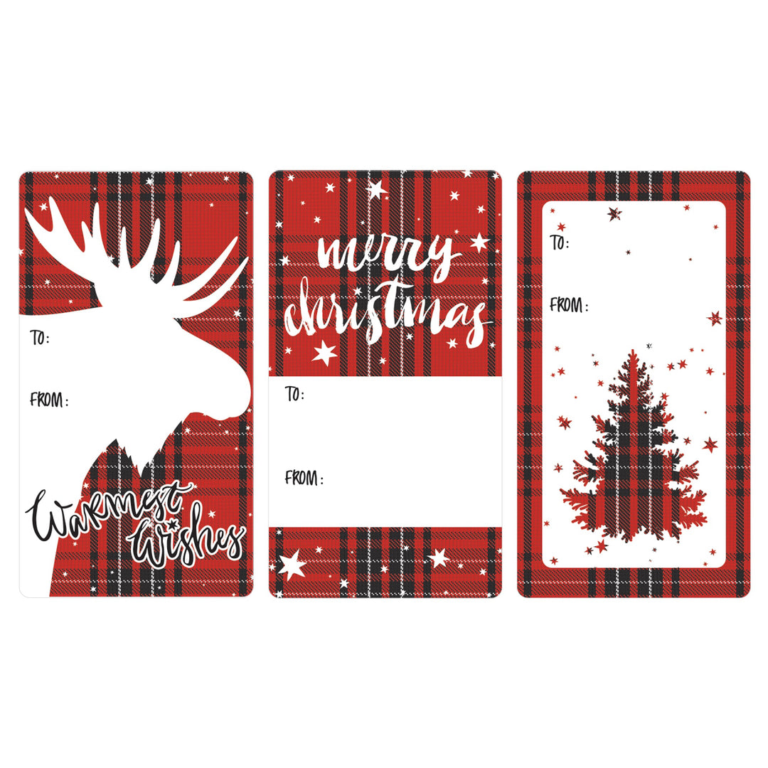 Christmas Gift Tag Stickers: Classic Plaid Christmas - 75 Stickers