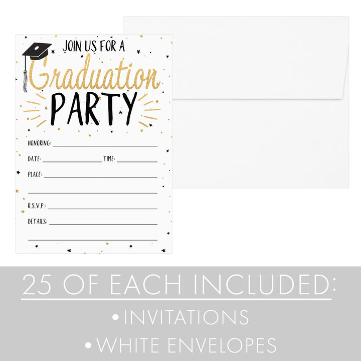 Graduation Party Invitation Cards with Envelopes - 25 Count