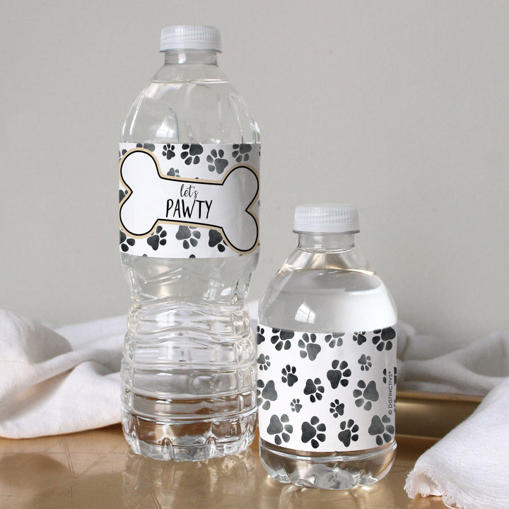 Cachorro: Cumpleaños infantil - Etiquetas para botellas de agua - 24 pegatinas
