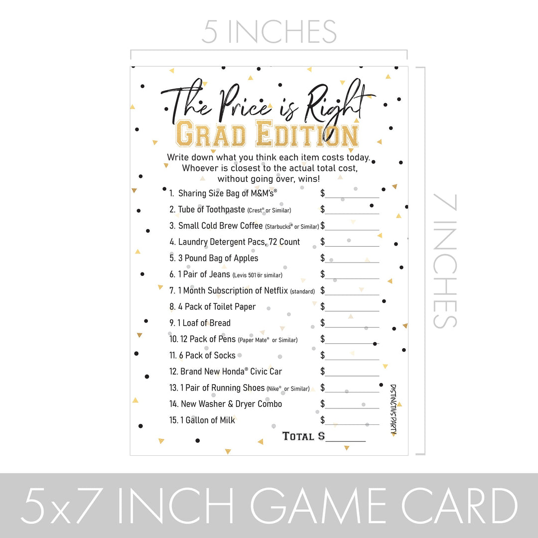 Graduation Party Game: The Price is Right - Class of 2024 - 25 Cards