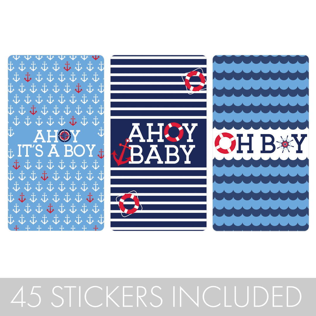 Ahoy It’s a Boy: Baby Shower - Mini Candy Bar Stickers - 45 Stickers