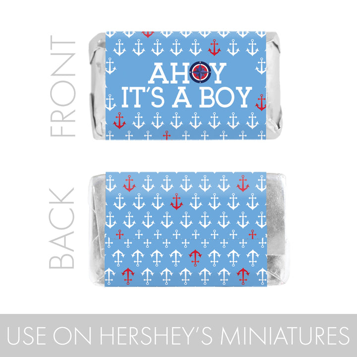 Ahoy It’s a Boy: Baby Shower - Mini Candy Bar Stickers - 45 Stickers