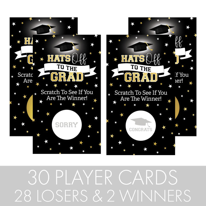 Graduation Party Game: Scratch Off Cards- Class of 2024 - 30 Cards (2 Winners)