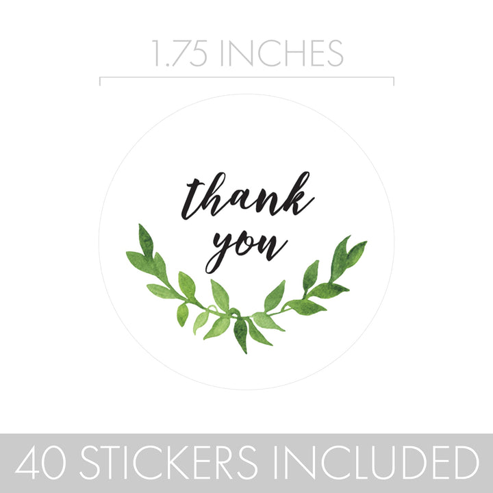 Greenery: Baby Shower Thank You Stickers - 40 Stickers