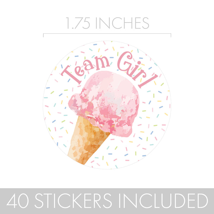 What’s the Scoop: Ice Cream- Gender Reveal Party - Team Boy or Girl - Voting Stickers - 40 Stickers