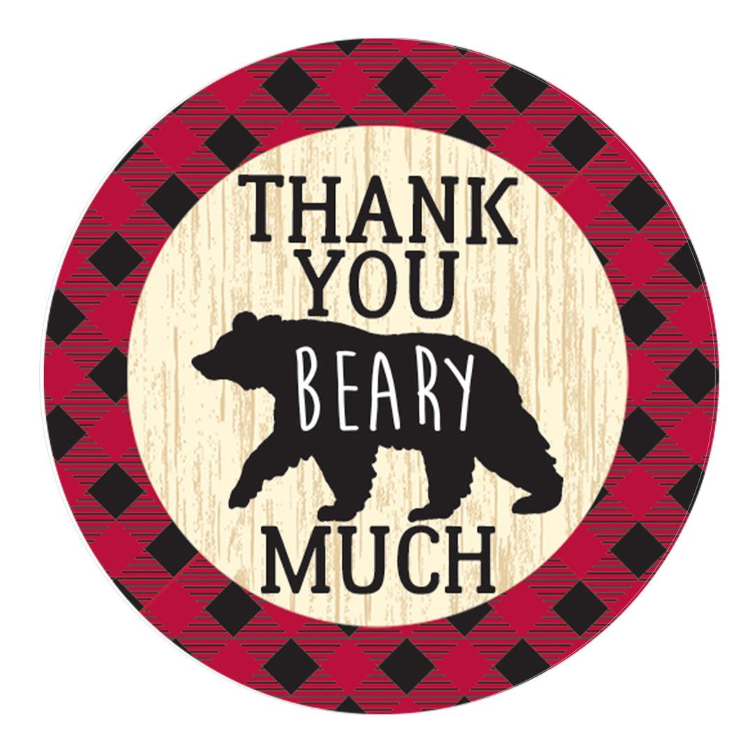 Lumberjack Plaid: Kid's Birthday - Thank You Favor Labels - 40 Stickers