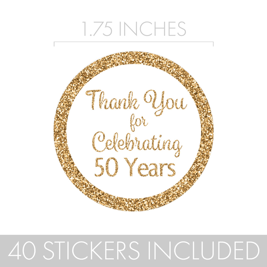 Add a sparkle to your special occasion with these 50 Years Thank You Stickers 