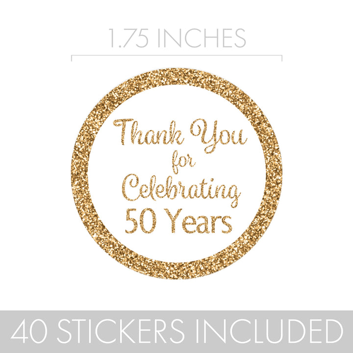 Add a sparkle to your special occasion with these 50 Years Thank You Stickers 